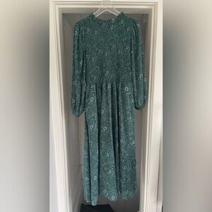 Madewell log sleeve floral green dress size XL
